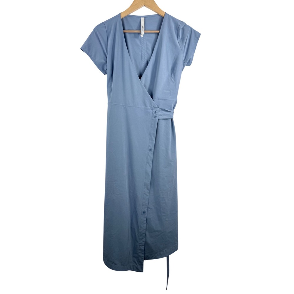 Kosan Go Travel Dress sz XS Blue Wrap midi athleisure hiking outdoor